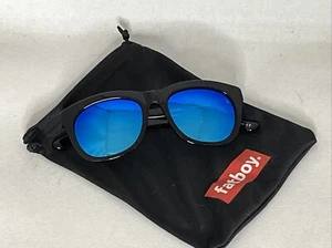 Fatboy® USA UNIEK Soft Square Black Sunglasses Blue Mirror lenses UNWORN - Picture 1 of 8