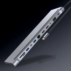 Adaptador multi concentrador para estación de acoplamiento USB 3.0 12 en 1 Rj45 SD TF para computadora portátil tipo C - Imagen 1 de 12