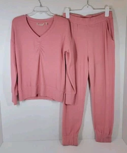 Soft Surroundings Pink Matching Loungewear Pajama Jogger Pants Set Women Size XS - Picture 1 of 7