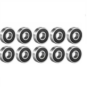 608-2RS Ball Bearing 8x22x7 Two Rubber Sealed Chrome Skateboard 608RS (10 QTY)