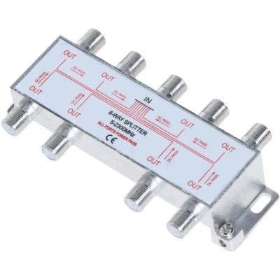 8 Way TV Splitter 5-2300 MHz Coax Cable Adapter for RG59 RG6 HDTV Satellite - Image 1 of 4