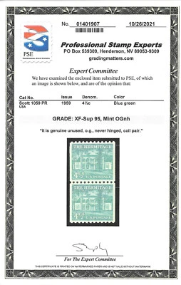 Scott #1059 Pair--2021 PSE Certificate--XF-Superb 95 MNH-2024 SMQ Value $60.00 - Image 1 of 2