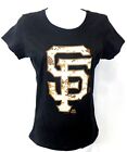 San Francisco Giants Baseball Ladies Short Sleeve T-shirt Black with Camo Logo S