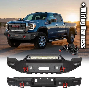 Front and Rear Bumper Fits 2020-2023 GMC Sierra 2500 3500 HD w/Winch Plate&Light - Picture 1 of 18