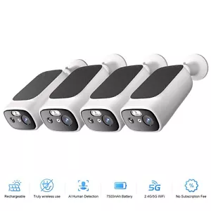 2K Solar Security Camera Outdoor WiFi, AI Motion, Color Night Vision Waterproof - Picture 1 of 26