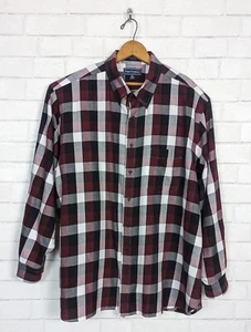 Paul Fredrick Luxury Cotton Cashmere Button Down Shirt Burgundy Plaid Sz XXL 2XL - Picture 1 of 3