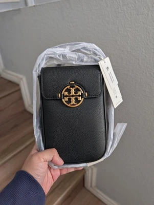 NWT  Tory Burch  Miller Phone Crossbody Leather Flap Top Bag Black - Image 1 of 4