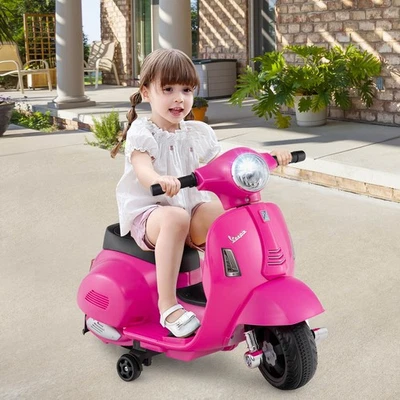 UK New Licensed Vespa Kids Ride on Motorcycle 6VBattery Powered Motorbike - Pink - Image 1 of 4