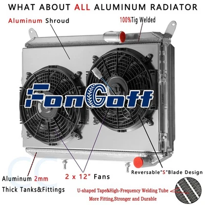 #CC762 3ROW Aluminum Radiator & Shroud Fan Fits 1984-1988 Nissan 300ZX Z31 VG30 - Image 1 of 4
