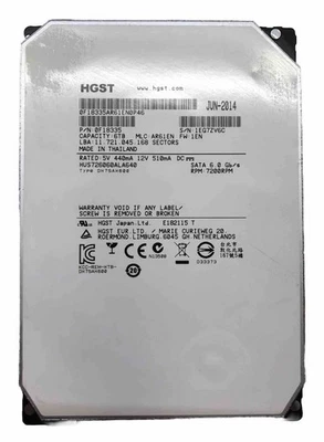 HGST Ultrastar He6 6TB | 7.2K 64MB SATA-600 3.5" HDD | 0F18335 | HUS726060ALA640 - Image 1 of 4