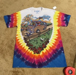Grateful Dead Tie Dye Tour Bus doppelseitige Grafik flüssigblau Größe M - Bild 1 von 12