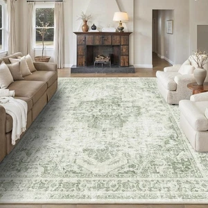 8x10 Vintage Washable Area Rugs Boho Medallion Large Distressed Retro Accent ... - Picture 1 of 9