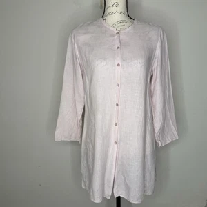 Eileen Fisher rosa irisches Leinen Knopfleiste Lagenlook minimalistisch Tunika Top Small - Bild 1 von 10