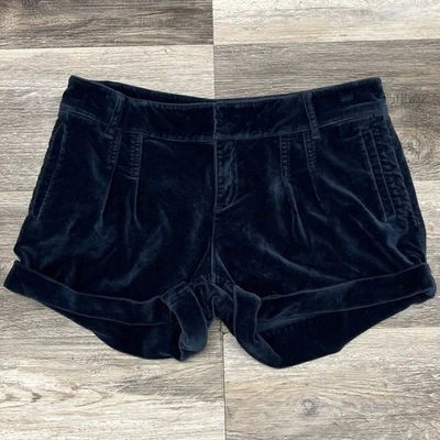 Juicy Couture Shorts Y2k 2010 Blue Womens 6 Mid Rise Rolled Hem 2.5" Velour - Image 1 of 4