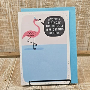 Hallmark Birthday Greeting Card Flamingo Blue Pink Years Funny Humor - Picture 1 of 7