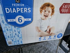 Member's Mark Premium Diapers, Hypoallergenic, Size 6 (35+ lbs.), 150 Count - Picture 1 of 3