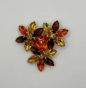 Broche prendedor flor estrás marrón y amarillo naranja otoño/otoño sin marca joyería - Imagen 1 de 10