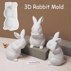 3 Pcs Hear-no Rabbit Resin Molds Speak-no Animal Silicone Molds Home Office - Picture 1 of 5