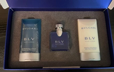 BVLGARI BLV Pour Homme 0,17 oz/5 ml y 1 oz/30 ml gel de ducha/champú conjunto de viaje nuevo en caja  Foto 1 de 3
