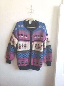 Jildan Damen handgestrickt ? Peruanischer Stil Wollmischung Pullover Strickjacke Gr. XL - Bild 1 von 11