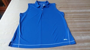 WOMENS SLAZENGER SLEEVELESS GOLF SHIRT STRETCH TOP ZIP - PERWINKLE - XL EXCLNT! - Picture 1 of 9