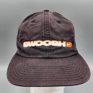 Vintage Faded 90s Nike Strapback Hat Cap Black Swoosh Oval Spellout Rare - Picture 1 of 12