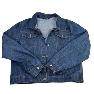 Chaqueta de Camionero Chadwick’s Of Boston Denim Mujer’s XL Botón Lavado Oscuro Frontal Foto 1 de 4