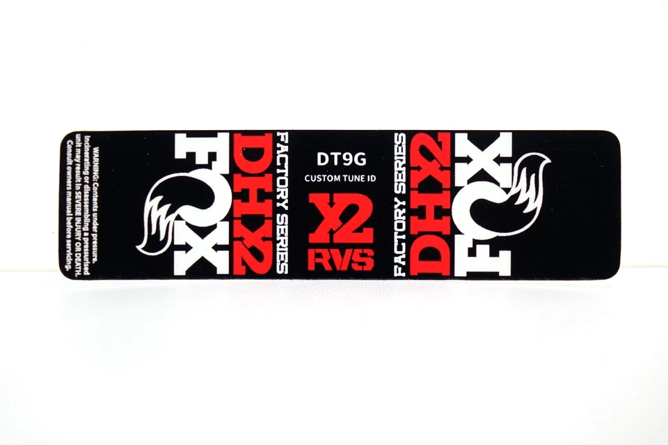 Fox Float DHX2 заводской серии задний амортизатор этикетка/наклейка красный, белый / 105 x 25 мм - Изображение 1 из 1