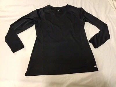 Camiseta CHAMPION Hombre MED Manga Larga Negra Malla Tiras Laterales para Aire Poliéster Foto 1 de 4