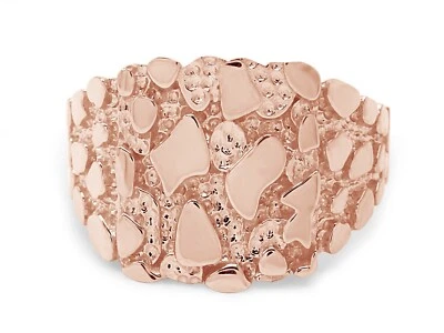 Mens Nugget Engagement Wedding Band Ring 10K Solid Rose Gold - Image 1 of 4