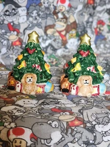 Set Shaker Sale e Pepe Albero di Natale Jay Import Co 1995 Ceramica Orsi Marrone - Foto 1 di 6