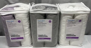 Room Essentials Dorm Bed 4 Pack Fitted Sheets Twin Twin XL Microfiber PICK Color - Picture 1 of 17