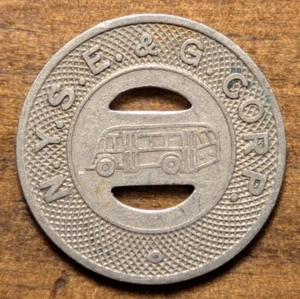 1946 Elmira, New York NY N. Y. S. E. & G. Corp. One Fare Transit Token - Picture 1 of 4