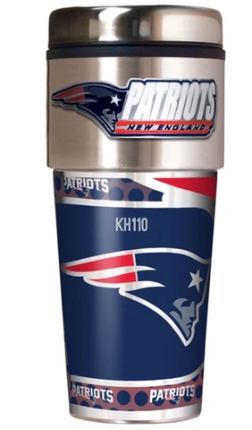 NFL New England Patriots Steel Travel Tumbler Coffee Mug w/Metallic Graphics Cover