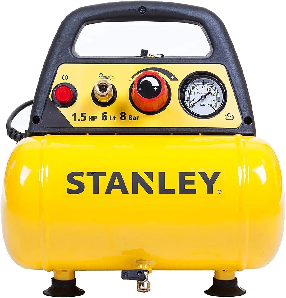 Compressore Stanley D 200 6 Lt 1,5Hp, Pressione Max 8 Bar/116 Ps, 9 Kg 97dB  - Immagine 1 di 4