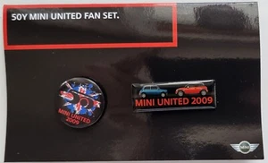 Mini Pin und Button SET - 50 Years Mini United Fan OVP 2009 - Maße Pin 42x14mm - Bild 1 von 4