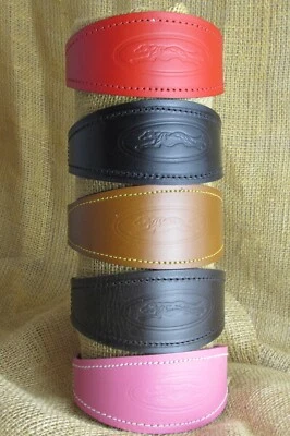 Greyhound collar, leather, embossed with padded lining,various colours. - Image 1 of 4