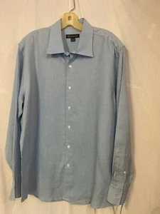 Men's International Concepts Long Sleeve Linen Dress Shirt Size L- Blue - Picture 1 of 3