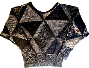 Vintage Collections Womens Black & Metallic Gold Sweater Party New Years - Sz M - Picture 1 of 4