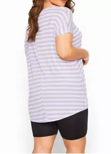 NEW LADIES PLUS SIZE LILAC WHITE STRIPE PURE COTTON TUNIC TOP BY YOURS CURVE - Picture 1 of 5