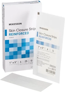 Skin Closure Adhesive Strips, Reinforced Steri Strip for Wound Care, 1 in X 5 In - Picture 1 of 6