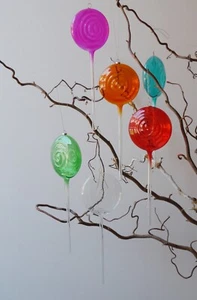 1 Lecca Lecca Lollipop Candy in vetro soffiato Bianco White Decorazione Casa - Picture 1 of 2