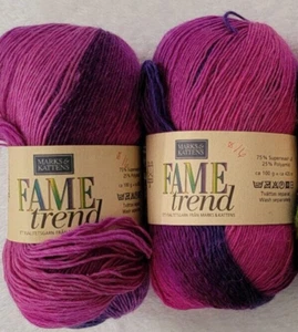 New Lot of 2 Skeins Marks & Kattens Fame Trend Ombre Fuchsia #656 460yds 100g - Picture 1 of 4