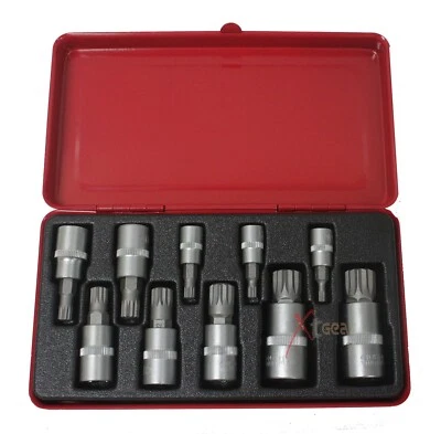 10pc XZN 12 Point Triple Square Spline Socket Set Tamper Proof Bit MM - Image 1 of 2