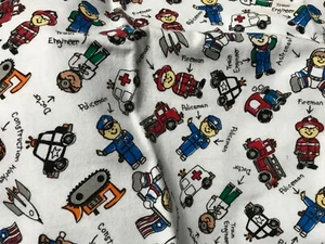 Kids Astronaut Construction Fire Fighter Flannel Fabric 20” x 36”  - Picture 1 of 3