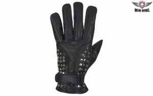 Men's Studded Full Finger LEATHER Gloves - Picture 1 of 3