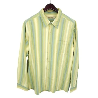 Camisa Tommy Bahama Para Hombres XL Verde Rayas Abotonada Manga Larga Vacaciones Seda Foto 1 de 4