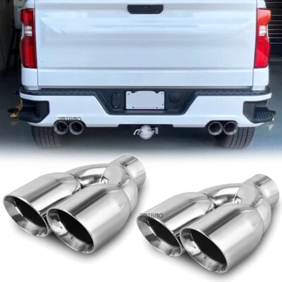 Tubo de escape doble de acero inoxidable para Chevy Silverado 1500 cuádruple de 2,5" en 3,5" Foto 1 de 4
