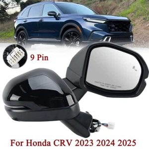 Left+Right Side Mirror W/Power Fold Blind Spot 9Pin For Honda CRV 2023-24 Black - Picture 1 of 16