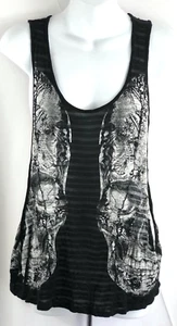 Hot Topic Sleeveless Tank S/M Blk Skull Open Side Rayon Knit Grunge Gothic Y2K - Picture 1 of 6
